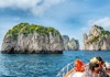 Man standing on boat, capri in background