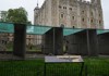 An image of the Tower Ravens cages inside the London Tower.