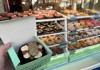 Donuts in a bakery window