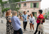 A group of tourists in Montmartre listening to their guide from The Tour Guy.